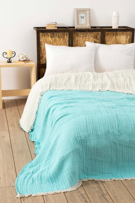 L'essentiel linge de maison Colcha doble Muslin Turquesa L'essentiel linge de maison Colcha doble Muslin Turquesa